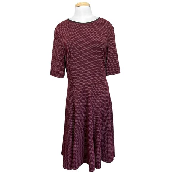 Danny & Nicole Womans Black Red Polka Dot Fit & Flair Knit Dress Size 18 Career - Picture 1 of 8